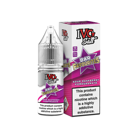 10mg I VG Bar Favourites 10ml Nic Salts (50VG/50PG) - Flavour: Sour Raspberry Pomegranate