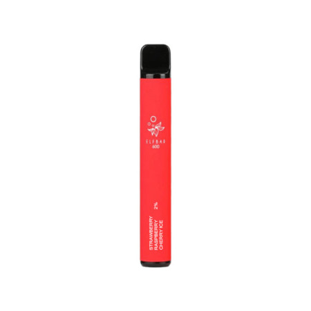 20mg ELF Bar Disposable Vape Pod 600 Puffs - Flavour: Strawberry Raspberry Cherry Ice