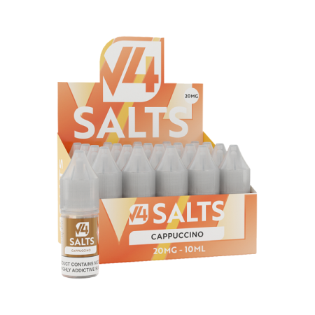 20mg V4 Salts 10ml Nic Salts (50VG/50PG) - Pack of 20 - Flavour: Cappuccino