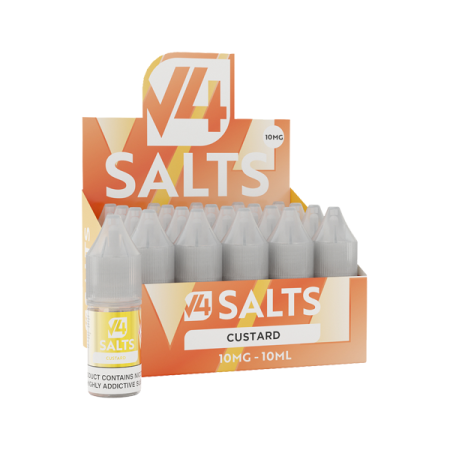 10mg V4 Salts 10ml Nic Salts (50VG/50PG) - Pack of 20 - Flavour: Custard