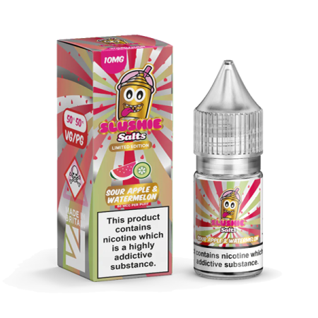 10mg Slushie by Liqua Vape 10ml Flavoured Nic Salts - Flavour: Sour Apple & Watermelon Slush