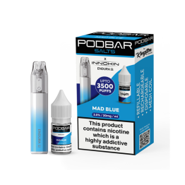 20mg Podbar Salts x Innokin Endura S1 Disposable Vape Kit 3500 Puffs - Flavour: Mad Blue