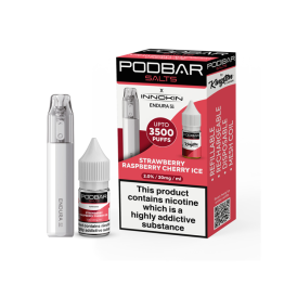 20mg Podbar Salts x Innokin Endura S1 Disposable Vape Kit 3500 Puffs - Flavour: Strawberry Raspberry Cherry Ice