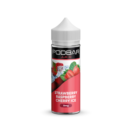 Podbar Juice 100ml Shortfill 0mg (50VG/50PG) - Flavour: Strawberry Raspberry Cherry Ice