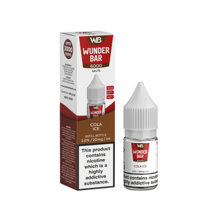 20mg Wunderbar 6000 Salts 10ml Nic Salts (60PG/40VG) - Flavour: Cola Ice