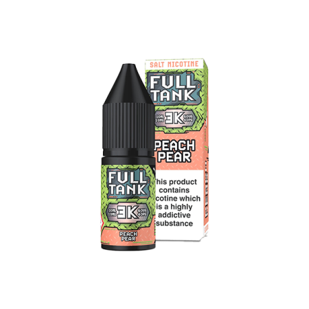 10mg Full Tank 3K Bar Nic Salt 10ml (50VG/50PG) - Flavour: Peach Pear