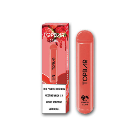 20mg Top Bar Disposable Vape Pod 600 Puffs - Flavour: Strawberry Ice Cream