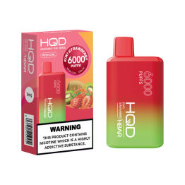 0mg HQD HBAR Disposable Vape Device 6000 Puffs - Flavour: Kiwi&#xA0;Strawberry