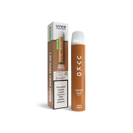 20mg VYKO (99% Plastic Free) Paper Bar Disposable Vape Device 800 Puffs - Flavour: Cream Tobacco