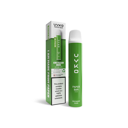 20mg VYKO (99% Plastic Free) Paper Bar Disposable Vape Device 800 Puffs - Flavour: Kiwi Passion Fruit Guava