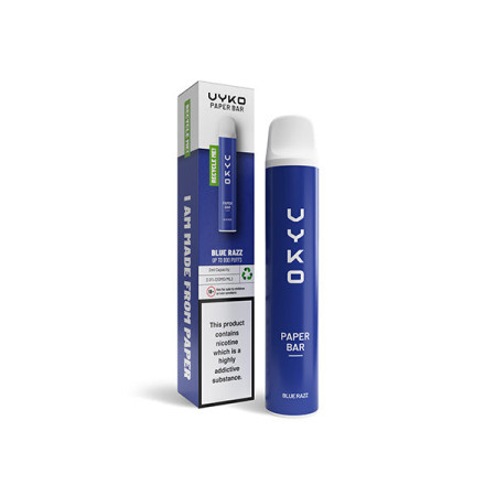 20mg VYKO (99% Plastic Free) Paper Bar Disposable Vape Device 800 Puffs - Flavour: Blue Razz