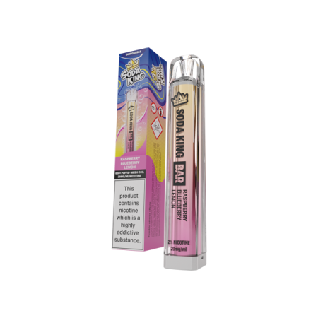 20mg Soda King Bar Disposable Vape Device 600 Puffs - Flavour: Raspberry Blueberry Lemon