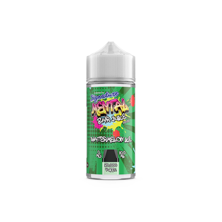 0mg Signature Mental Bar Juice 100ml Shortfill (50PG/50VG) - Flavour: Watermelon Ice