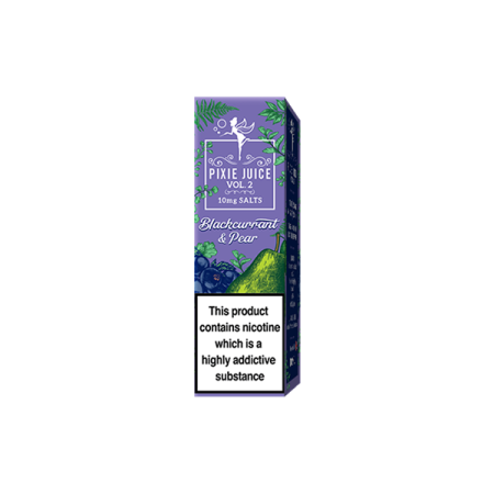 10mg Pixie Juice Volume 2 10ml Nic Salts (50VG/50PG) - Flavour: Blackcurrant & Pear