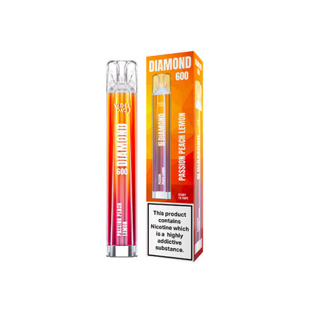 20mg Vapes Bars Diamond 600 Disposable Vape Device 600 Puffs - Flavour: Passion Peach Lemon