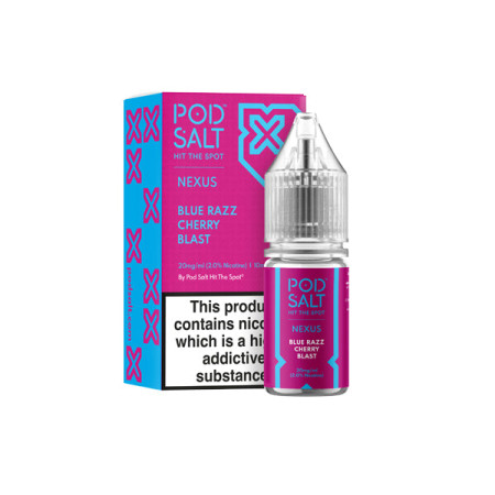 20mg Pod Salt Nexus 10ml Nic Salt (50VG/50PG) - Flavour: Blue Razz Cherry Blast