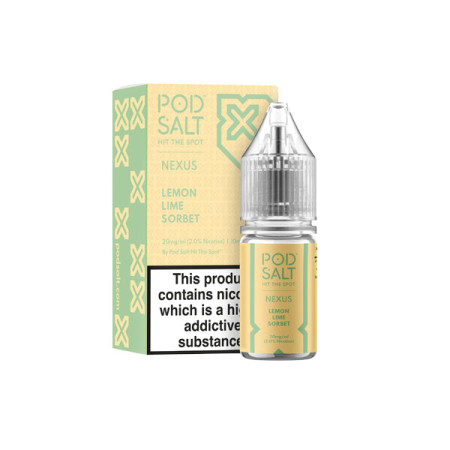 20mg Pod Salt Nexus 10ml Nic Salt (50VG/50PG) - Flavour: Lemon Lime Sorbet