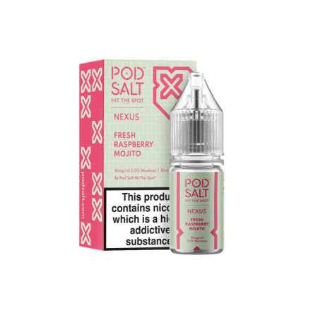 20mg Pod Salt Nexus 10ml Nic Salt (50VG/50PG) - Flavour: Fresh Raspberry Mojito