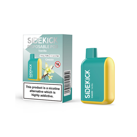 0mg SideKick Energy Caffeine Disposable Vape 600 Puff - Flavour: Vanilla