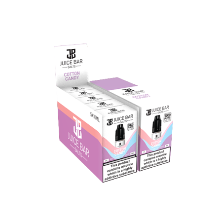 10mg Juice Bar Salts 10ml Nic Salts - Pack Of Five (50VG/50PG) - Flavour: Cotton Candy