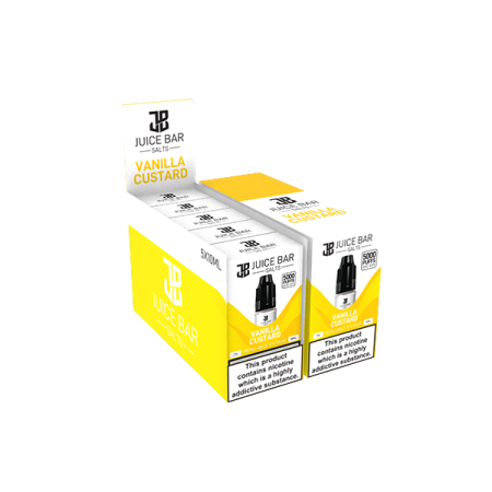 10mg Juice Bar Salts 10ml Nic Salts - Pack Of Five (50VG/50PG) - Flavour: Vanilla Custard