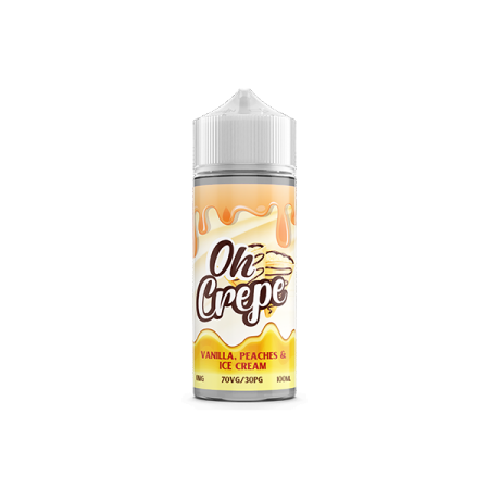 0mg Oh Crepe 100ml Shortfill (70VG/30PG) - Flavour: Vanilla Peaches & Ice Cream