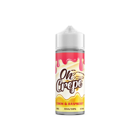 0mg Oh Crepe 100ml Shortfill (70VG/30PG) - Flavour: Lemon & Raspberry