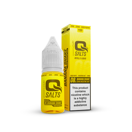 10mg Q Salts Nic Salts 10ml (50VG/50PG) - Flavour: Banana Shake