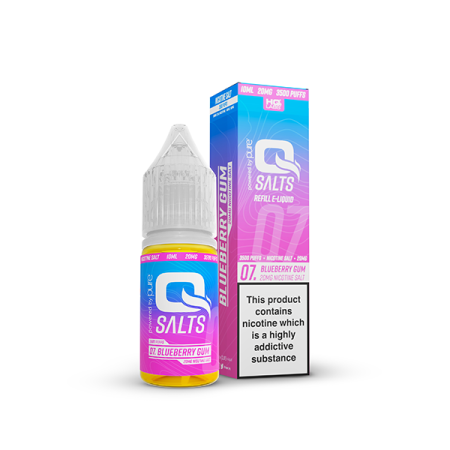 20mg Q Salts Nic Salts 10ml (50VG/50PG) - Flavour: Blueberry Gum