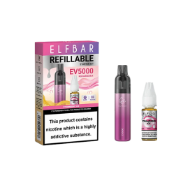 20mg Elf Bar EV5000 Disposable Pod Kit + Elfliq Salt - Flavour: Strawberry Ice