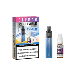 20mg Elf Bar EV5000 Disposable Pod Kit + Elfliq Salt - Flavour: Blueberry Sour Raspberry