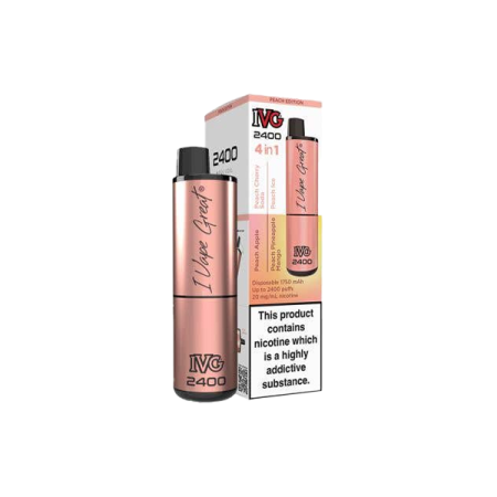 20mg I VG 2400 Disposable Vapes 2400 Puffs - 4 in 1 Multi-Edition - Flavour: Peach Edition