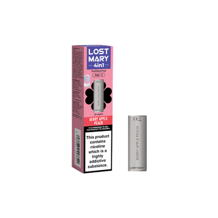 20mg Lost Mary 4in1 Prefilled Pods 1200 Puffs - Flavour: Berry Apple Peach