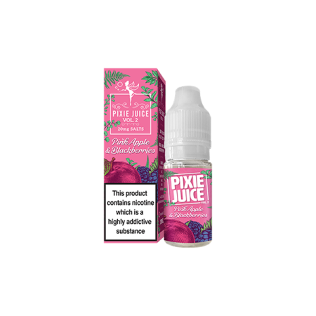 20mg Pixie Juice Volume 2 10ml Nic Salts (50VG/50PG) - Flavour: Pink Apple & Blackberries