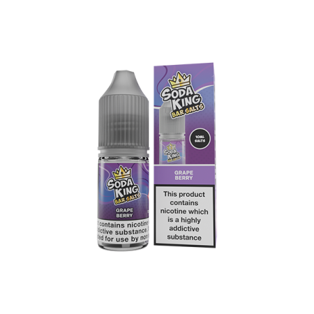 10mg Soda King Bar SALTS Nic Salts 10ml - (50VG/50PG) - Flavour: Grape Berry