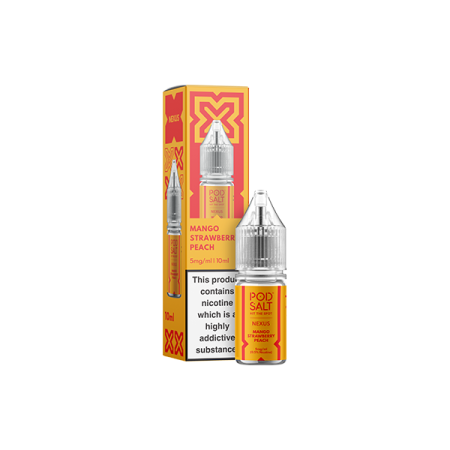 5mg Pod Salt Nexus 10ml Nic Salt (50VG/50PG) - Flavour: Mango Strawberry Peach