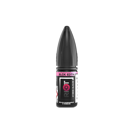 10mg Riot Squad Black Edition V2 Nic Salts 10ml (50VG/50PG) - Flavour: Rhubarb & Passionfruit