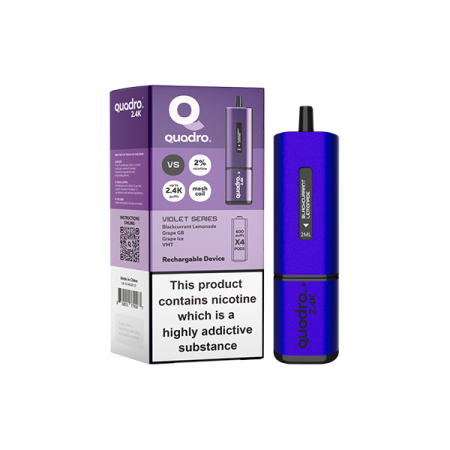 20mg Quadro 2.4K Pod Vape Kit 2400 Puffs - Color: Violet Series