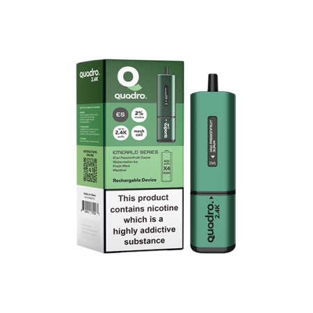 20mg Quadro 2.4K Pod Vape Kit 2400 Puffs - Color: Emerald Series