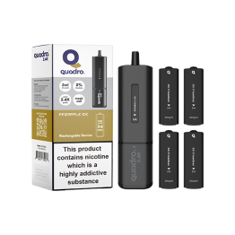 20mg Quadro 2.4K Pod Vape Kit Black Series 2400 Puffs - Flavour: Pineapple Ice