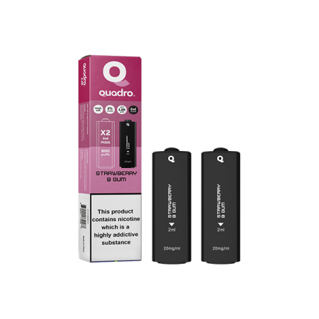 20mg Quadro 2.4k Replacement Pods - 2ml - Flavour: Strawberry B Gum