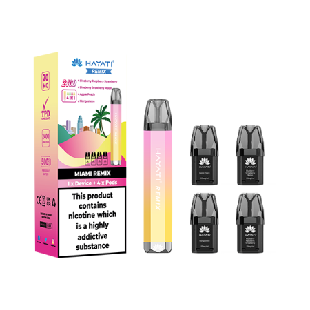 20mg Hayati Remix 4in1 2400 Pod Kit 2400 Puffs - Flavour: Miami Remix