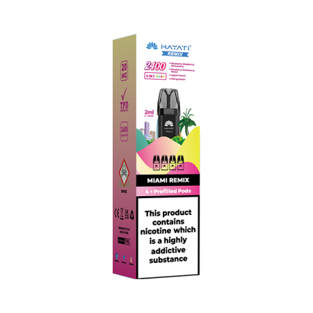 20mg Hayati Remix 2400 Replacement Pods 2400 Puffs - Flavour: Miami Remix