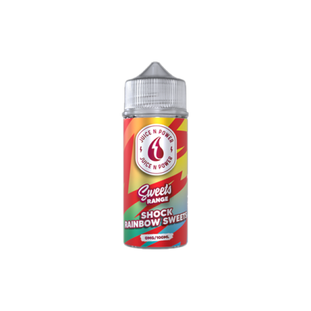 0mg Juice N Power Shortfills 100ml (70VG/30PG) - Flavour: Shock Rainbow Sweets