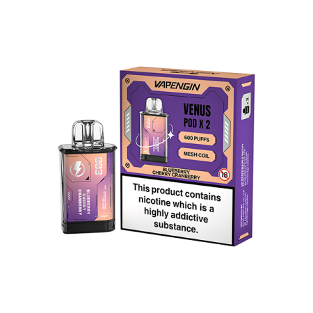 20mg Vapengin Venus Prefilled Pods 1200 Puffs - Flavour: Blueberry Cherry Cranberry