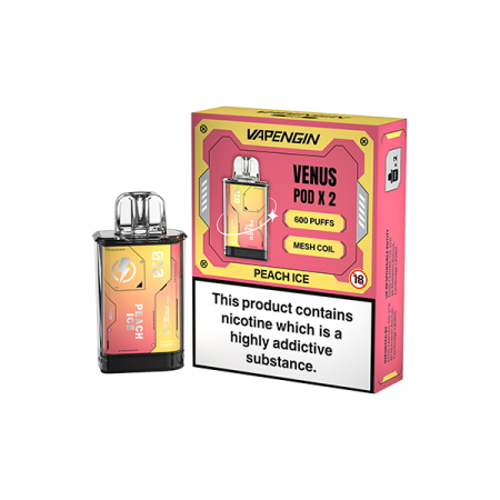 20mg Vapengin Venus Prefilled Pods 1200 Puffs - Flavour: Peach Ice