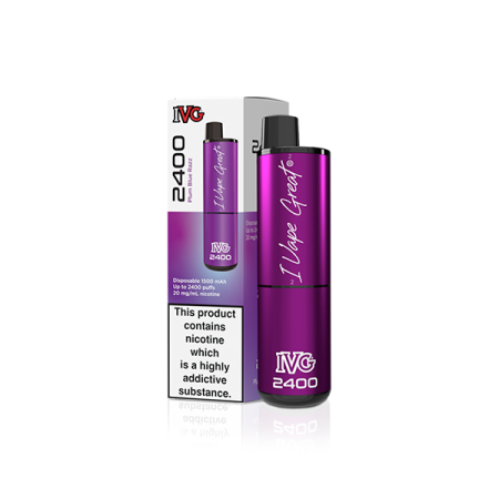 20mg IVG 2400 Disposable Vapes 2400 Puffs - Flavour: Plum Blue Razz