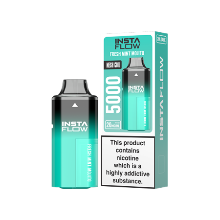 20mg Instaflow 5000 Disposable Rechargeable Vape Kit 5000 Puffs - Flavour: Fresh Mint Mojito